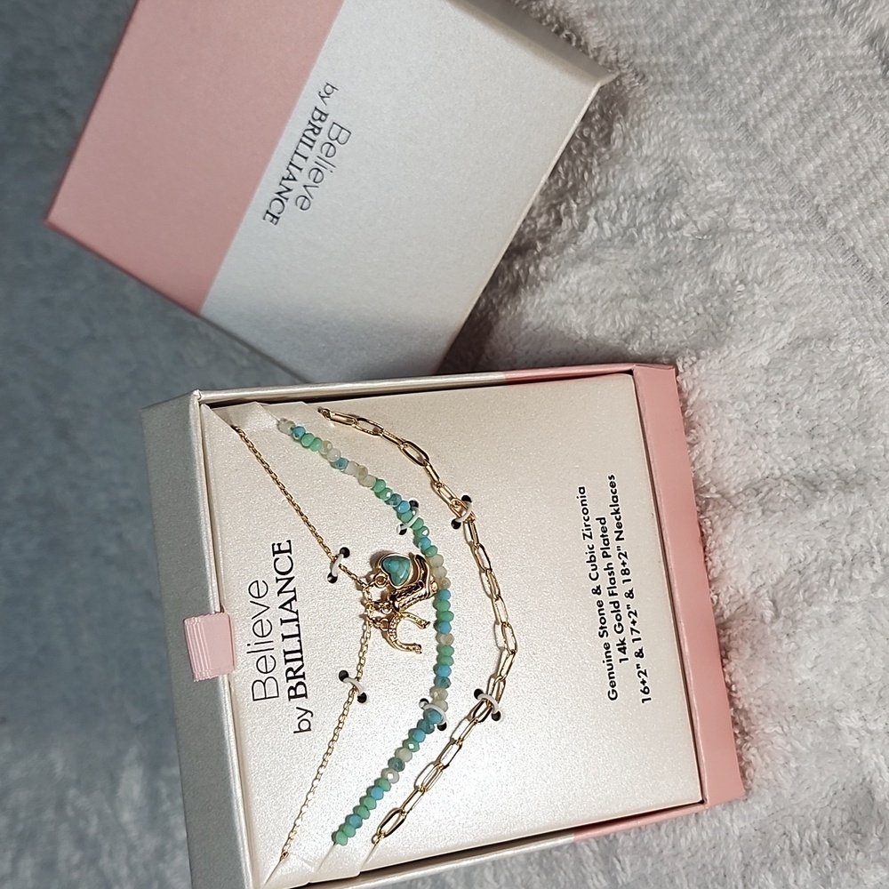Believe by Brilliance Gold and Turquoise Necklace Set